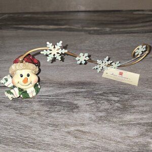 Candle snuffer Home Interiors Snowman Figurine with Metal Snowflake Swirl